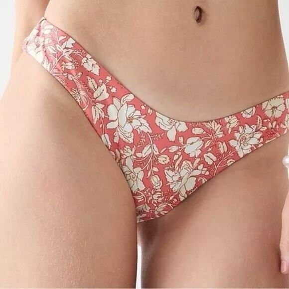 J. Crew Women's Curved Waist Cheeky Bikini Bottom Pink Tossed Floral Size XL NWT - Picture 1 of 10